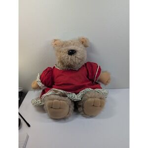 Vtg Graphics International Christmas Mom Bear Plush Stuffed 1985 Red Gown